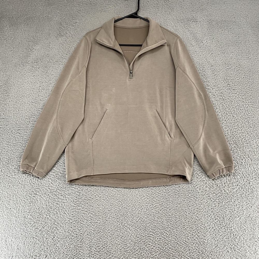 Lululemon Softstreme Sweatshirt Womens Small Beige Oversized Half Zip Brown